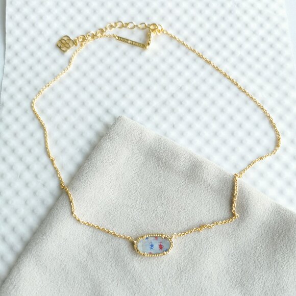 Kendra Scott Gold Red White Blue Star Elisa Necklace NEW - Picture 4 of 4